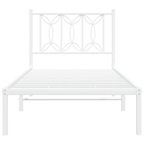 vidaXL Estructura cama sin colch&oacute;n con cabecero metal blanco 75x190 cm