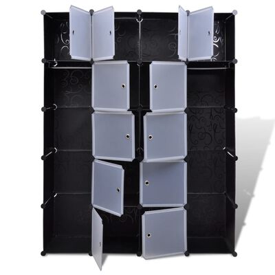 vidaXl Armario modular 14 compartimentos negro y blanco 37x146x180,5cm