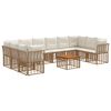 vidaXL Conjunto de sof&aacute;s de exterior 11 uds. 10 plaza Natural y Crema