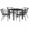 vidaXL Conjunto de Comedor de Jard&iacute;n 5 uds. Negro rat&aacute;n sint&eacute;tico