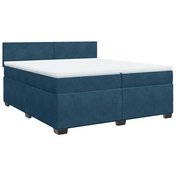 vidaXL Cama box spring con colch&oacute;n terciopelo azul oscuro 200x200 cm