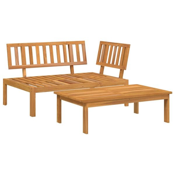 vidaXL Juego de Sof&aacute; con coj&iacute;n 2 pcs Taup&eacute; Madera de Acacia S&oacute;lida