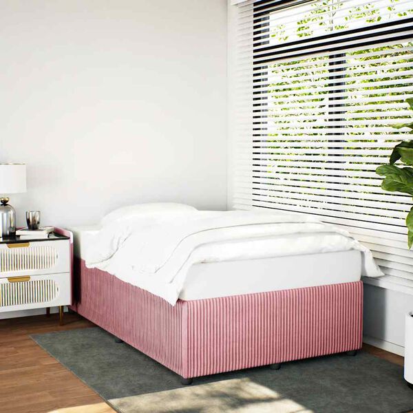 vidaXL Estructura de cama sin colch&oacute;n terciopelo rosa 120x200 cm