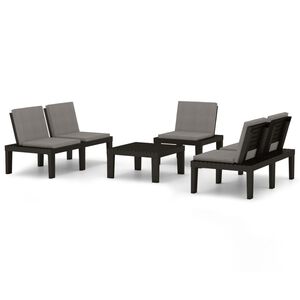 vidaXL Set de muebles de jardín 4 piezas con cojines plástico gris