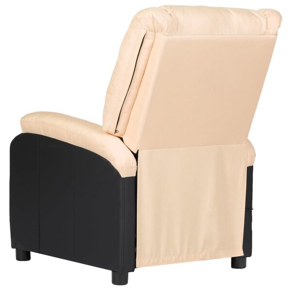 vidaXL Sill&oacute;n de masaje de cuero sint&eacute;tico y tela crema