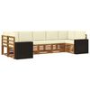 vidaXL Conjunto de sof&aacute;s de exterior 7 uds. Natural y Crema Poli&eacute;ster