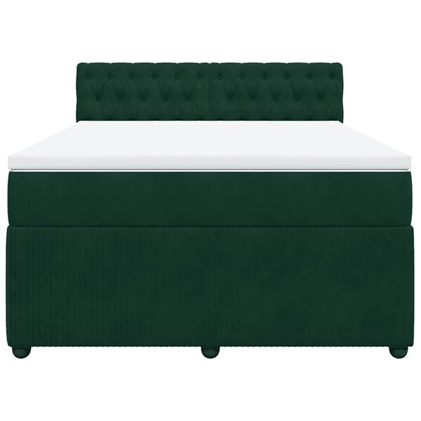 vidaXL Cama box spring con colch&oacute;n terciopelo verde oscuro 140x190 cm