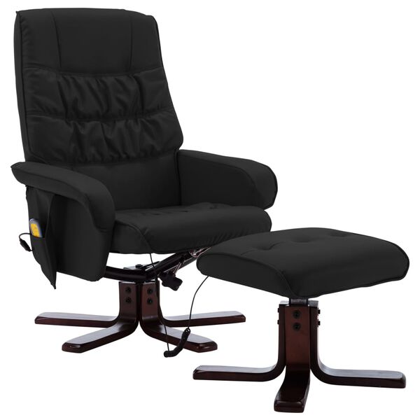 vidaXL Sillón reclinable con reposapiés cuero sintético negro