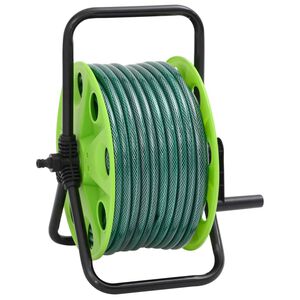 vidaXL Carrete de rollo para manguera de pie PVC verde 20 m