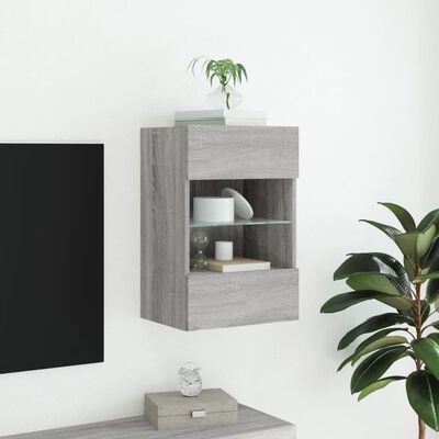 vidaXL Mueble de TV de pared con luces LED gris Sonoma 40x30x60,5 cm