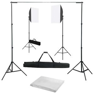 vidaXL Kit de estudio fotogr&aacute;fico con luces softbox y fondo