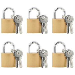 vidaXL Candado en U con llaves 6 pcs Lat&oacute;n Hierro