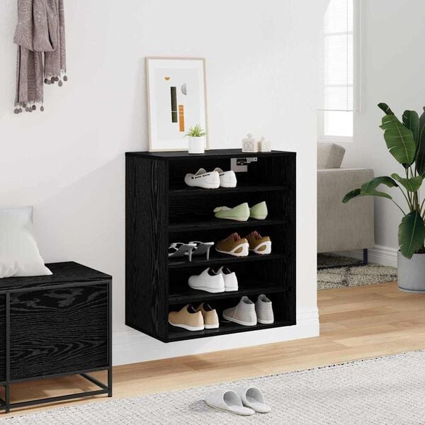 vidaXL Armario para Zapatos con estante Roble Negro 60 x 35 x 70 cm