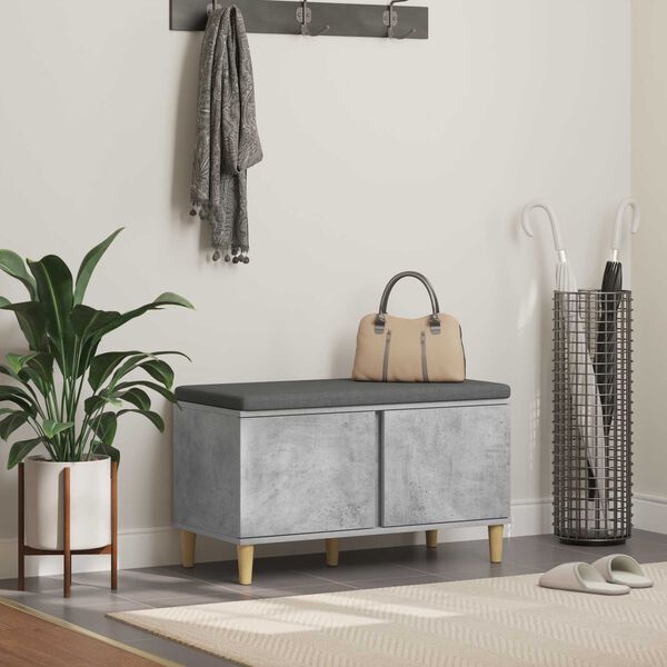 vidaXL Banco de entrada con coj&iacute;n Gris Concreto 80 x 38 x 46 cm