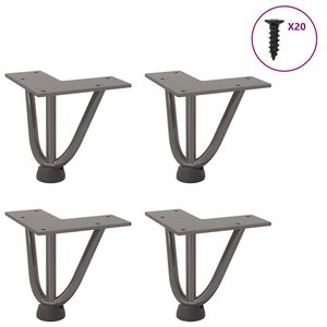 vidaXL Patas de horquilla para mesa de centro (4 unidades, acero natural, 10 cm, acero macizo)