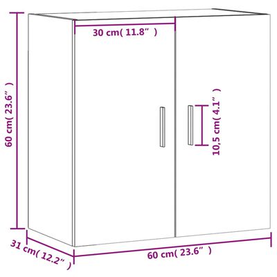 vidaXL Armario de pared madera de ingeniería blanco brillo 60x31x60 cm