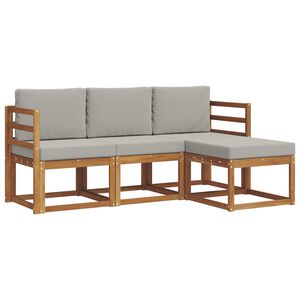 vidaXL Conjunto de sof&aacute;s de exterior 4 pcs Gris Natural y Claro