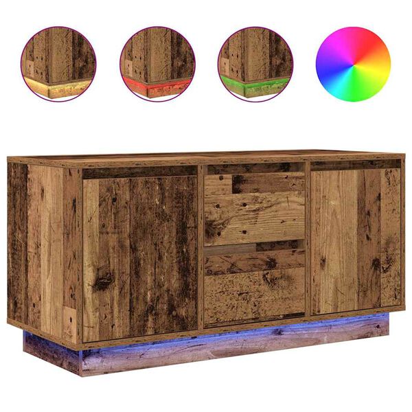 vidaXL Mueble de TV con luces LED madera vieja 100x41x50 cm