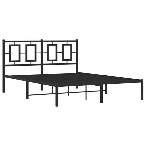 vidaXL Estructura cama sin colch&oacute;n con cabecero metal negro 135x190 cm