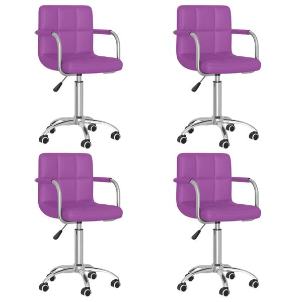 vidaXL Sillas de comedor giratorias 4 unidades cuero sint&eacute;tico morado