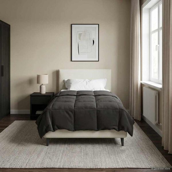 vidaXL Edred&oacute;n de Verano Acolchado Antracita 140 x 220 cm Microfibra