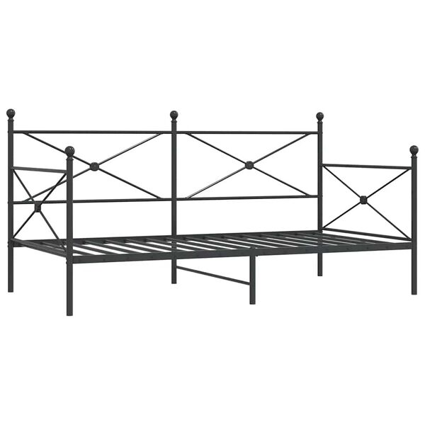 vidaXL Sof&aacute; cama sin colch&oacute;n terciopelo negro 100x200 cm acero