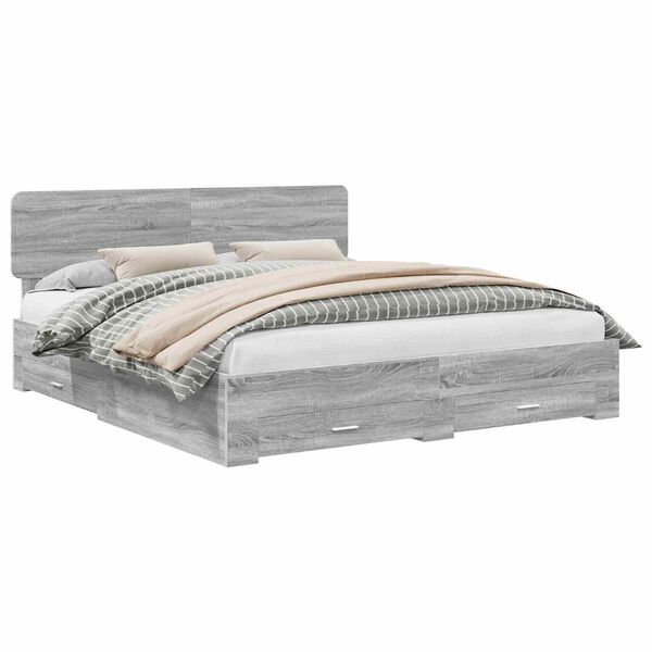 vidaXL Estructura de cama con cabecera Gris Sonoma 200 x 200 cm