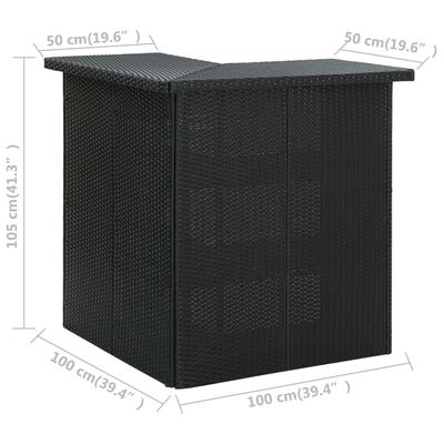 vidaXL Mesa de bar de esquina negro ratán sintético 100x50x105 cm