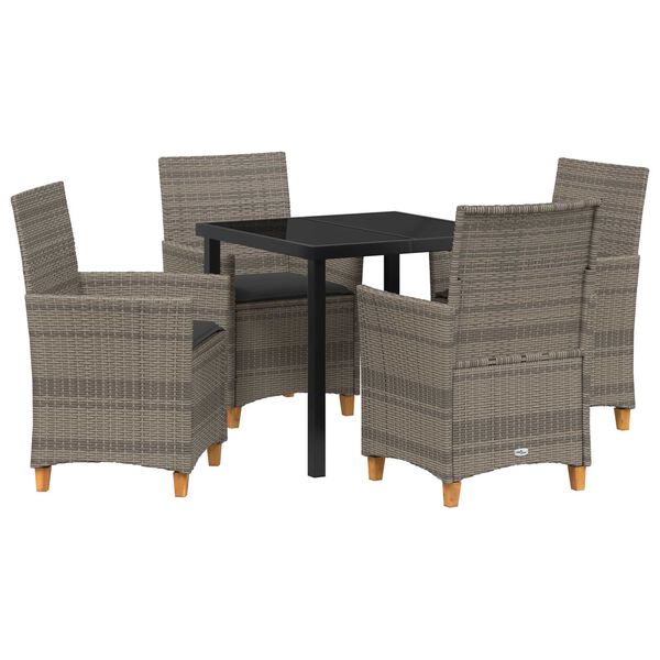 vidaXL Conjunto de Comedor de Jard&iacute;n 5 pcs Gris rat&aacute;n sint&eacute;tico