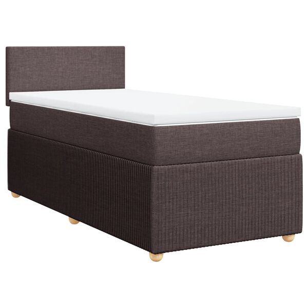 vidaXL Cama box spring con colch&oacute;n tela marr&oacute;n oscuro 100x200 cm