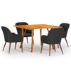 vidaXL Juego de comedor para jard&iacute;n 5 piezas negro