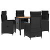 vidaXL Juego de comedor para exteriores 5 uds. Negro