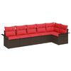 vidaXL Conjunto de sof&aacute; de jard&iacute;n 6 uds. Marr&oacute;n rat&aacute;n sint&eacute;tico