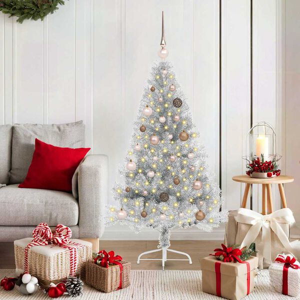 vidaXL &Aacute;rbol de Navidad Artificial Preiluminado Plateado 150 cm PET