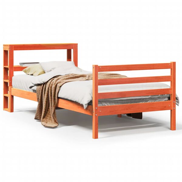 vidaXL Estructura de cama sin colch&oacute;n madera maciza marr&oacute;n 75x190 cm