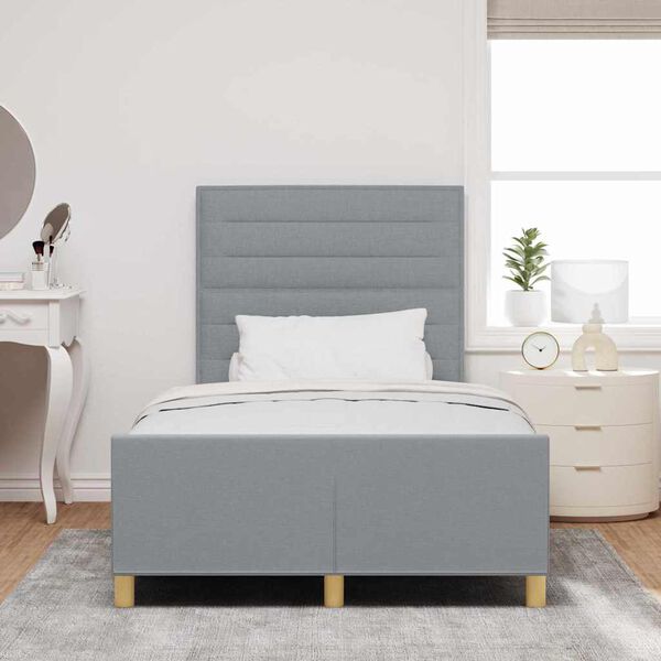 vidaXL Estructura de cama con cabecera Gris claro 120 x 200 cm tela