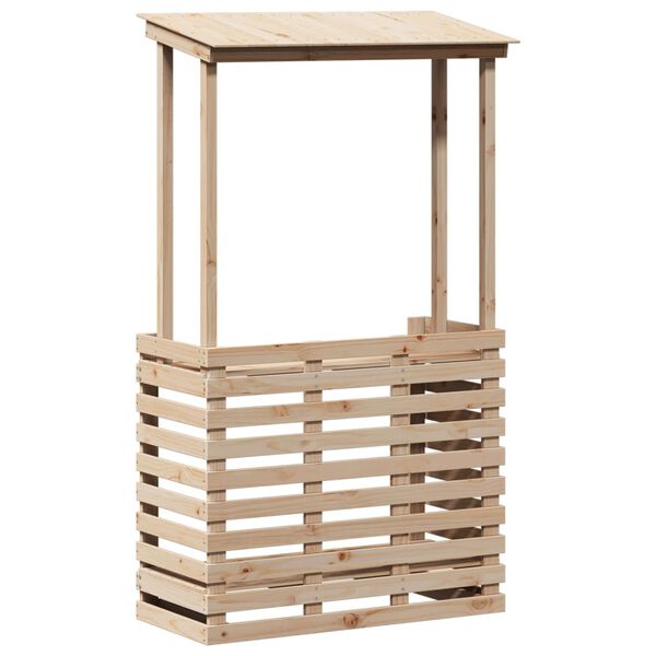 vidaXL Mesa de bar de jard&iacute;n con techo madera maciza 112,5x57x195,5 cm