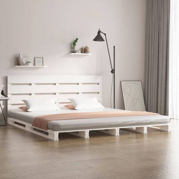 vidaXL Estructura de cama sin colch&oacute;n madera de pino blanca 140x190 cm