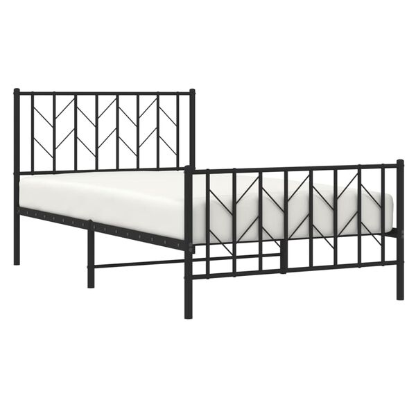 vidaXL Estructura cama sin colch&oacute;n con estribo metal negro 100x190 cm
