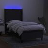vidaXL Cama box spring colch&oacute;n y luces LED tela negro 90x200 cm