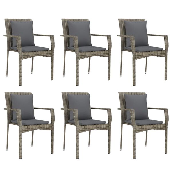vidaXL Set comedor jardín 7 pzas y cojines ratán sintético gris