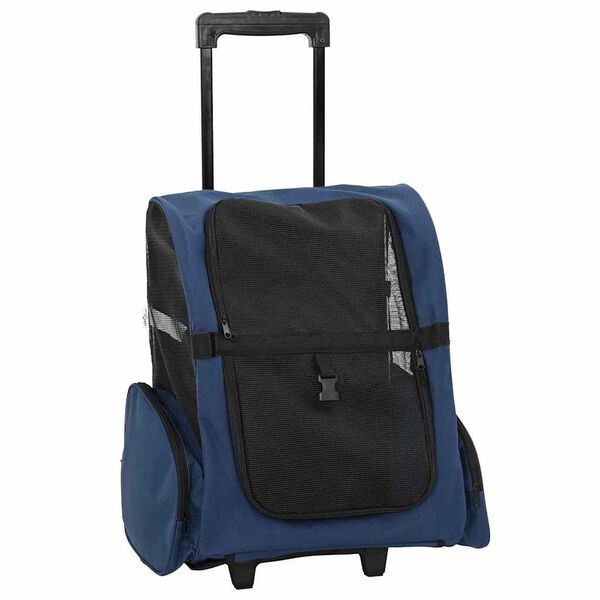 vidaXL Carrito para mascotas 3 en 1, diseño azul, 48 x 32 x (57-106) cm, tela Oxford