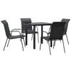 vidaXL Juego de comedor para jard&iacute;n 5 piezas acero y textilene negro