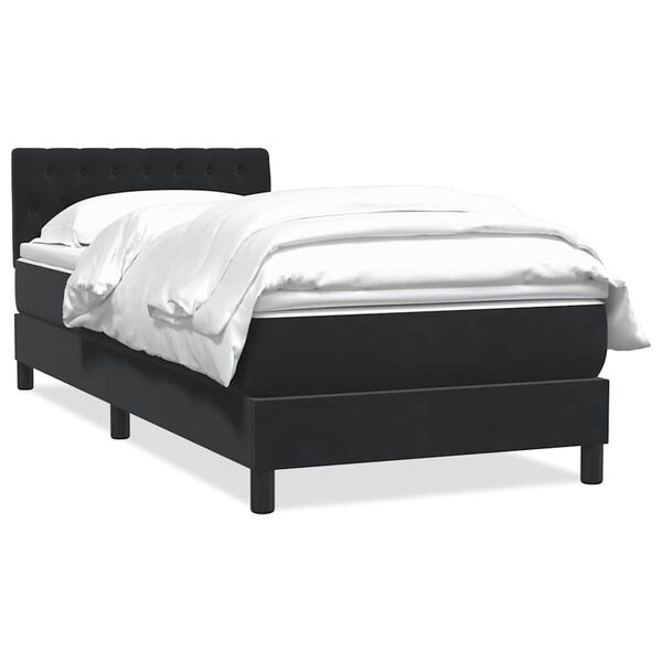 vidaXL Cama box spring con colch&oacute;n cuero sint&eacute;tico negro 80x210 cm