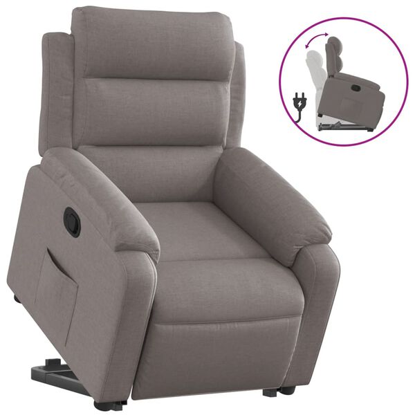 vidaXL Sill&oacute;n reclinable elevable tela gris taupe