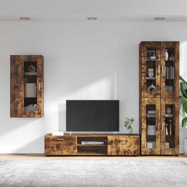 vidaXL Conjunto de mueble de TV con caj&oacute;n FLORIN Roble ahumado