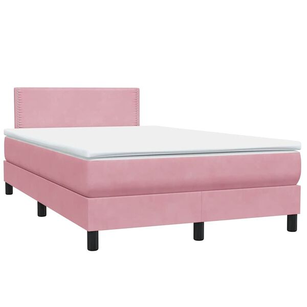 vidaXL Cama box spring con colch&oacute;n terciopelo rosa 120x210 cm