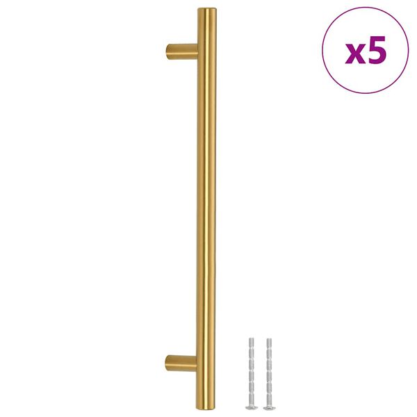 vidaXL Tiradores para armarios 5 uds acero inoxidable dorado 192 mm