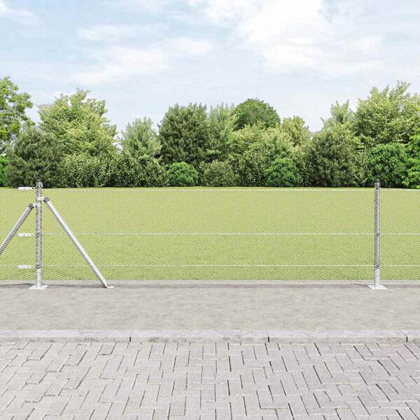 vidaXL Poste de Valla Plateado 10 x 0,4 m (malla de 13 mm) Acero