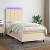 vidaXL Cama box spring colch&oacute;n y luces LED tela crema 80x200 cm